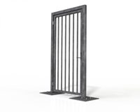 Pedestrian swing gate in frame