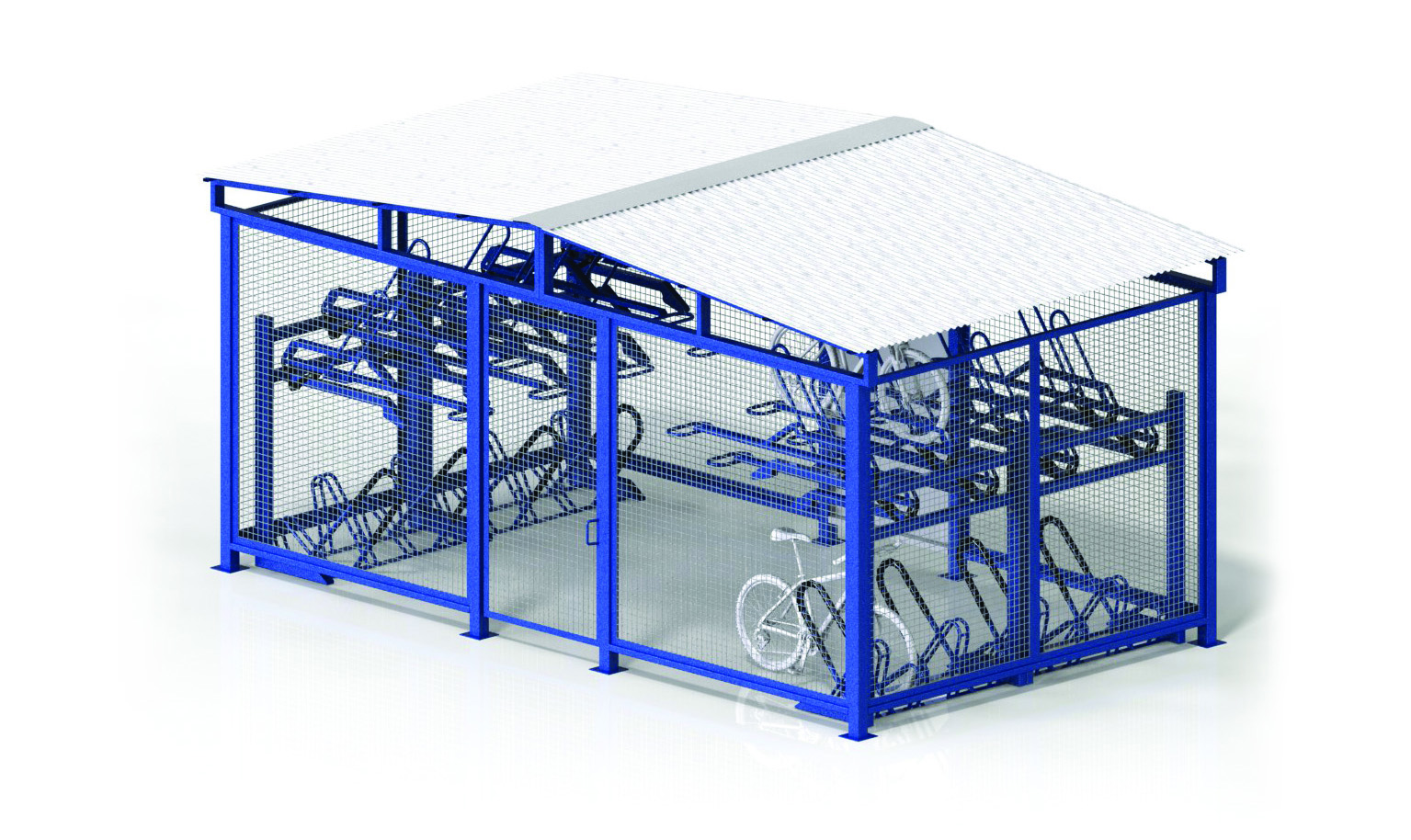 Jaula de estacionamiento horizontal para 28 bicicletas - Dos alturas