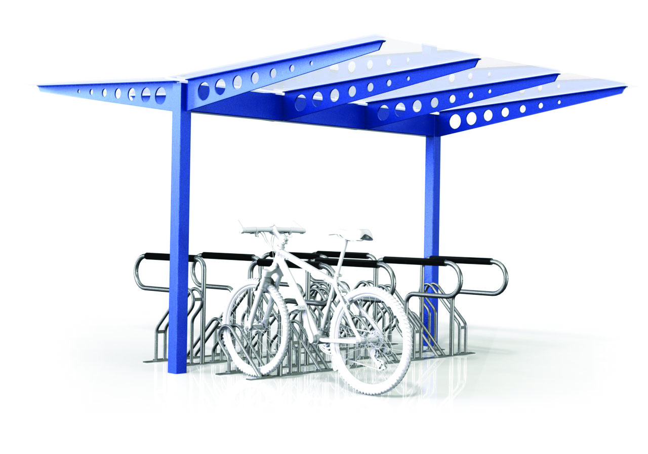 Refugio con acceso por ambos lados para 16 bicicletas - Tipo 1
